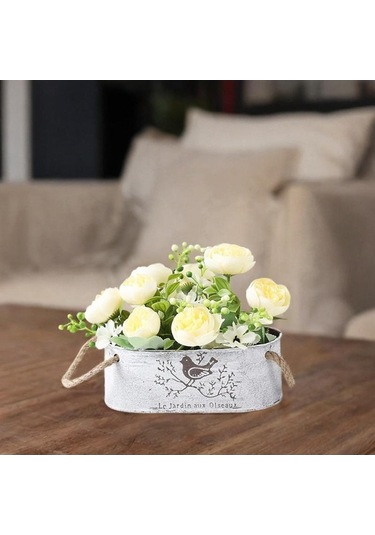 Pazly Vazo Suntek Saksuk Rustik Metal Kovası Demir Çiçeklik 21x11x8cm Rp