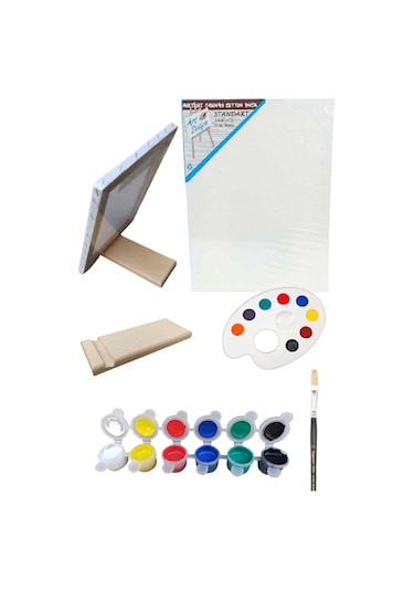 Mini Taşınabilir Şövale Resim Başlangıç Seti Tuval Tual Seti Şövalye