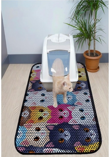 Aktunç Elekli Tuvalet Desenli Önü Kedi Kumu Paspası 60x120 Cm Desen 10