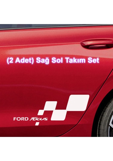 2 Adet Ford Focus Sticker - Kapı Altı Sticker - 50cm X 20cm - Beyaz
