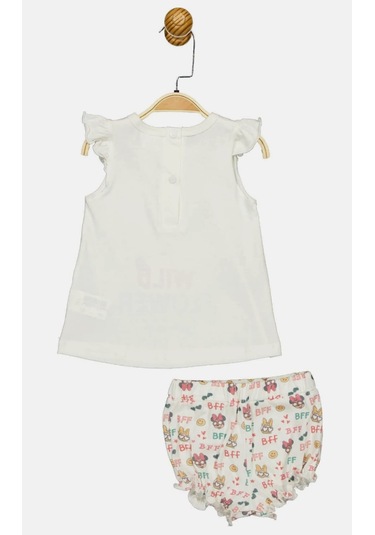 Minnie Mouse Lisanslı Ekru Kız Bebek Pamuk Alt Üst Takım Mn17338 Ekru