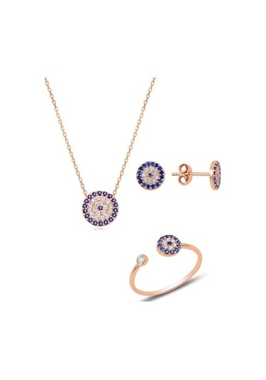 Gümüş Rose Nazar Modeli Üçlü Set