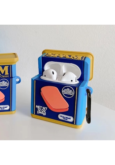 Bipower Airpods 1-2 Uyumlu Kılıf Spam Konserve Mavi