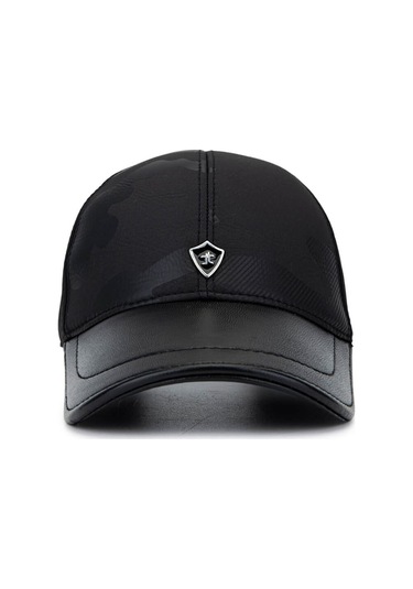 Tamer Tanca Erkek Deri & Tekstil Siyah Beyzbol Şapka 524 1143 Spk Sk25-26 Sıyah Kmflj Siyah Melanj