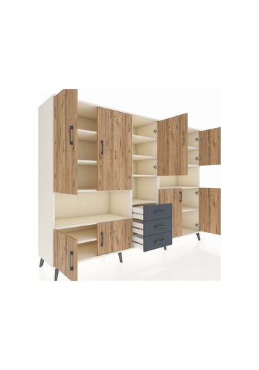 Hyperion Dolap 13 Raflı 3 Çekmeceli 9 Kapaklı 220x44x163 Aytaşı-ç Aytaşı-çam/antrasit