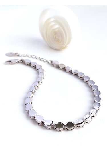 925 Ayar Gümüş Me Sıralı Damla Tasarım Spor Kadın Bileklik