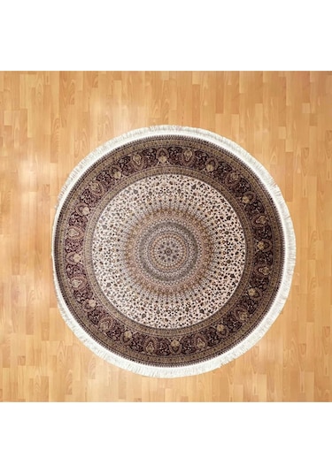 Tebriz Desenli 200 X 200 Yuvarlak İpek Halı Çok Renkli
