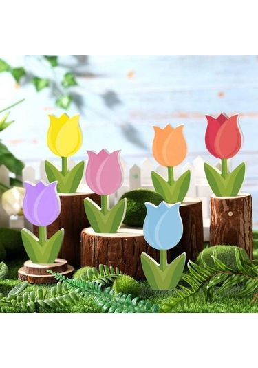 Monyee Ahşap Zambak Dekoratif Çiçekler Seti 6 Renkli - Ev Dekorasyonu, Mutfak, Odalar İçin, Anneler Günü Hediyesi