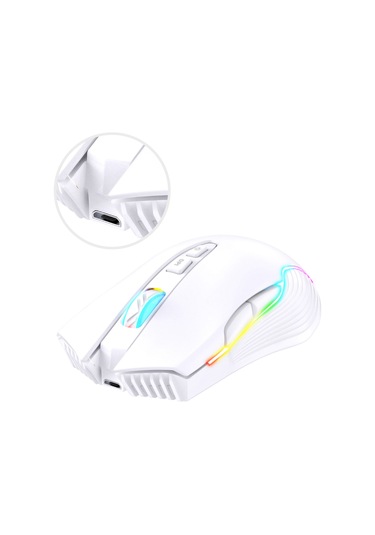 Dizüstü Bilgisayar İçin Kablosuz Usb Şarj Edilebilir Ergonomik Kablosuz Oyun Faresi Beyaz