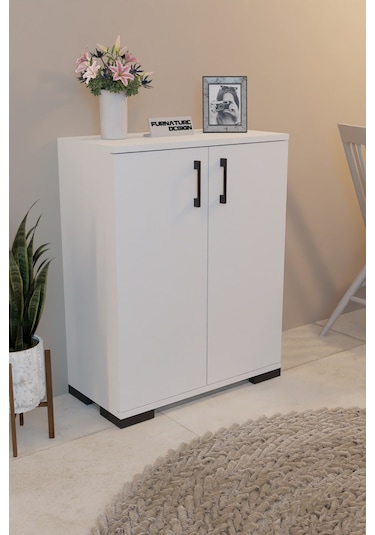 2 Kapaklı Çok Amaçlı Dolap Raflı Erzak Dolabı Mutfak Dolabı-beyaz