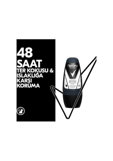 Rexona Invisible Black + White Clothes Erkek Roll-On Deodorant On 50 ML