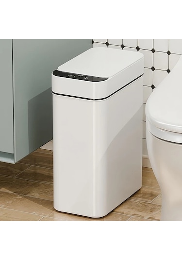 Honeybeeshop Beyaz 11l Mutfak Banyo Dokunmatik Otomatik Sensor Kapakli Cop Kutusu