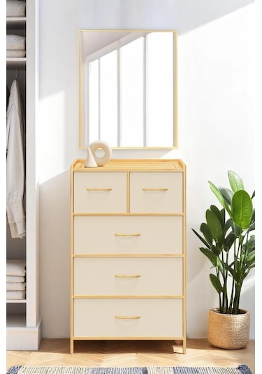 Digithome Bambu 5 Çekmeceli Dolap Organizer Çok Amaçlı Düzenleyici Şifonyer Db-0013