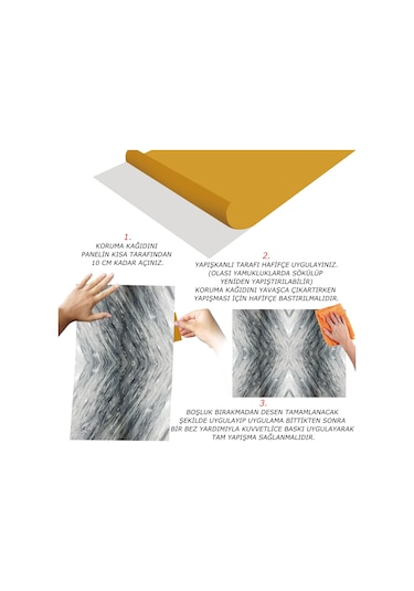 Tink Kendinden Yapışkanlı Çizgili Gri Desenli Pvc Panel 41x62 Cm