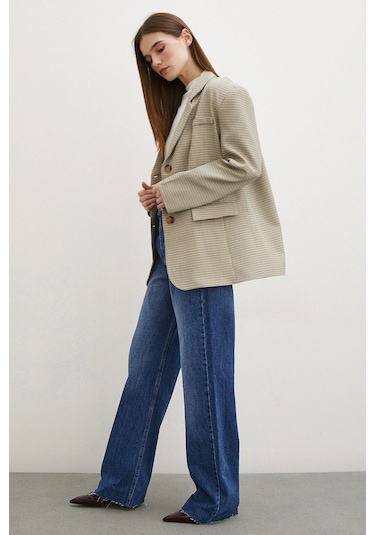 Ekose Blazer Ceket Kahve Kahve