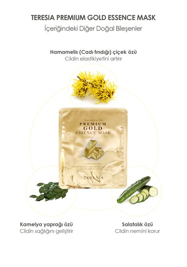 Teresia Premium Gold Mask Altın Özlü Yoğun Nem & Aydınlatıcı Kağıt Maske