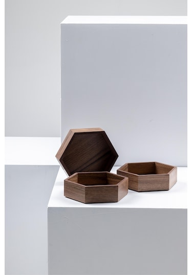 Finehome Wooden 3'lü Takı Makyaj Organizeri