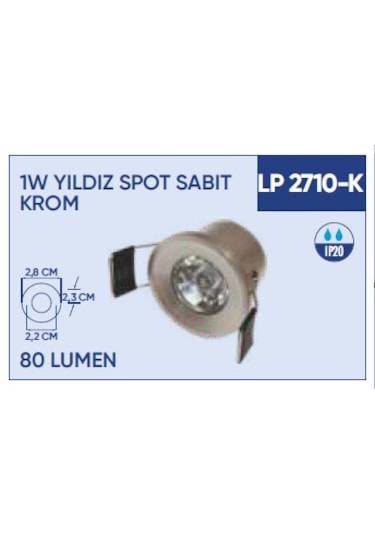 1w Yıldız Spot Sabit Krom Kasa 3000K