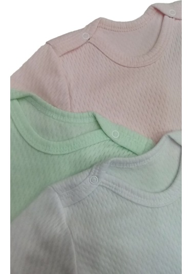 özdemirli bebe Uzun Kollu Çıtçıtlı Badi Bisiklet Yaka Body Hava Alır Kumaş Düz Renk Zıbın (4lü Paket) 0-48 Ay Arası