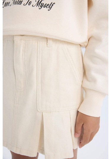 DeFacto Kız Çocuk Gabardin Etek D7858A825SPER233 Ekru