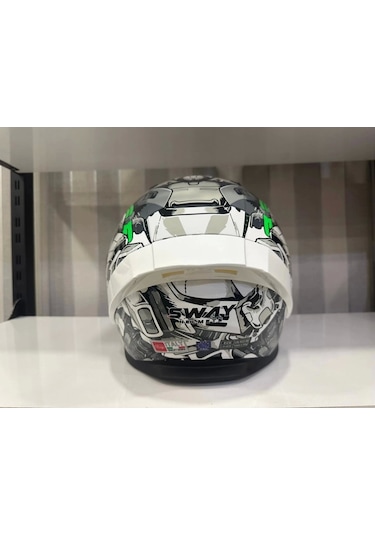 Sway Sw 850 Motosiket Kaskı Beyaz - Yeşil