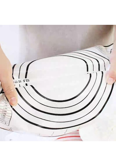 Kırmızı Kaymaz Silikon Pasta Mutfak Mat Ekstra  Kabuk Mat 50 60cm