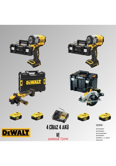 Dewalt DCF922NT + DCF922NT + DCG409VSNT + DCS565NT 4 Adet 5 Amper Akü + Şarj Aleti Set