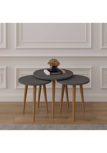 3 Lü Yuvarlak Zigon Sehpa Ahşap Ayaklı-sehpa01-antrasit