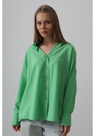 Geniş Manşet Detaylı Gömlek - A.yeşil Yeşil