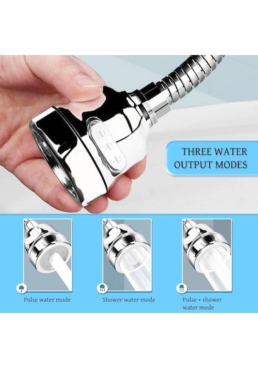 Whipwell Havalandırıcı Mutfak Musluğu 3 Modlu Su Çıkışı Uzatma Gümüş