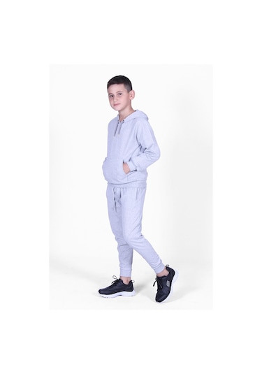 Fyk Kids Düz Kanguru Cepli Erkek Çocuk Alt-Üst Eşofman Takımı 3'lü - Çok Renkli