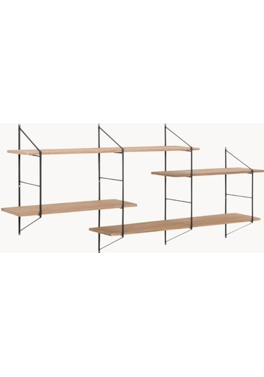Belfast Metal Ahşap Duvar Rafı Açık Ahşap