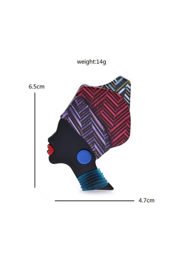 Mavi Blucome Akrilik 2 Renkli Afrika Kız Broş Kadınlar İçin Küpe Giymek Makyaj Modern Bayan Figürü Broş Pins Hediyeler Mavi