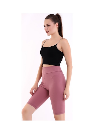 Self Clothing Kadın Gül Kurusu Yüksek Bel Fitilli Dayanıklı Örme Kumaş Toparlay (548212938)