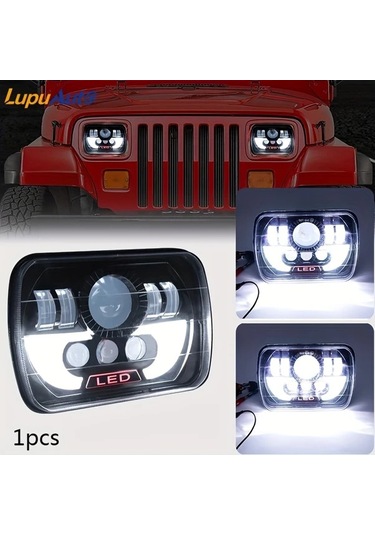 Motion003 Lupuauto 1 Adet 12.7x17.78cm Led Kare Baslikli Far Beyaz Drl H4 Farlar Kamyon Offroad