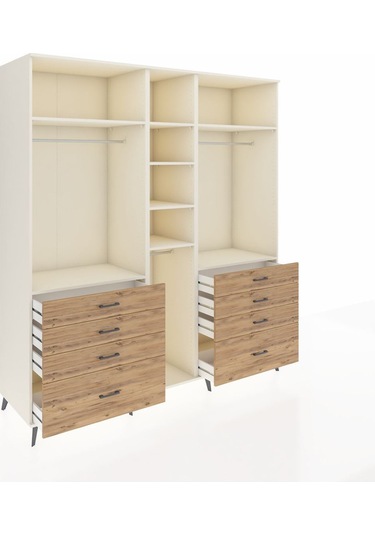 Kronos Dolap 8 Raflı 8 Çekmeceli 3 Askılı 220x59x243 Aytaşı-aytaşı/çam Aytası/atlas Çam