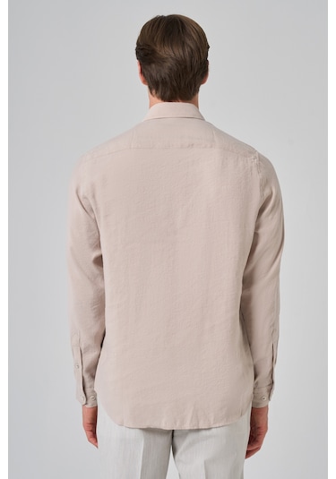 Morven Erkek Bej Trend Düz Desen Dynamic Fit Düğmeli Yaka Gömlek 25ms004030653 Bej Bej