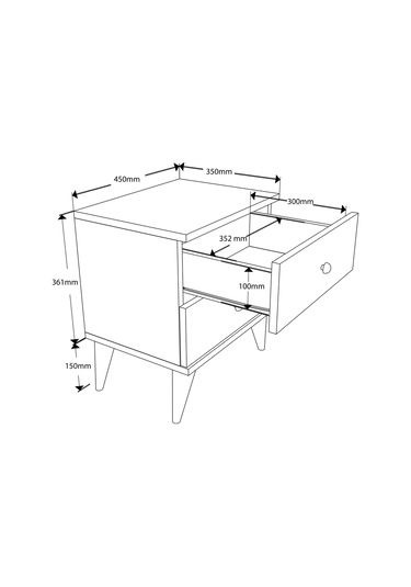 3720 Mona 2 Çekmeceli Komodin Beyaz