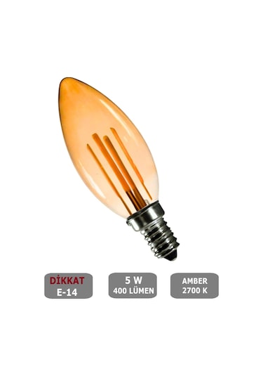 Buji Tasarım E14 Rustik Ampul Vintage Amber 5w - 400 Lümen - Kırılmaz Plastik Gövde