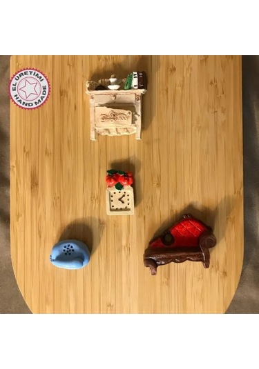 Uretti - Pınar 2572 - 9351 El Yapımı 4'lü Tematik Minyatür Eşyalar Magnet