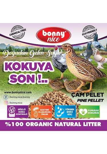 Bonny Nice Organik Kümes Hayvanları Kafes Altlığı 10KG 17 L