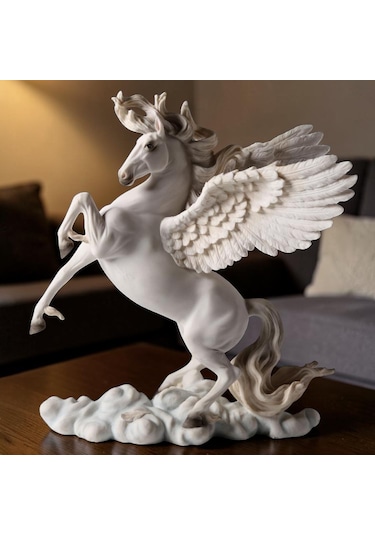 Dekoratif Pegasus At Biblo Wise Veronese Mitolojik Kanatlı At Poliresin Obje 28 Cm .