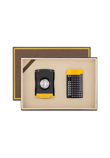 Cohiba Limitli Seri Kesici Çakmak İkili Sarı-siyah Puro Seti