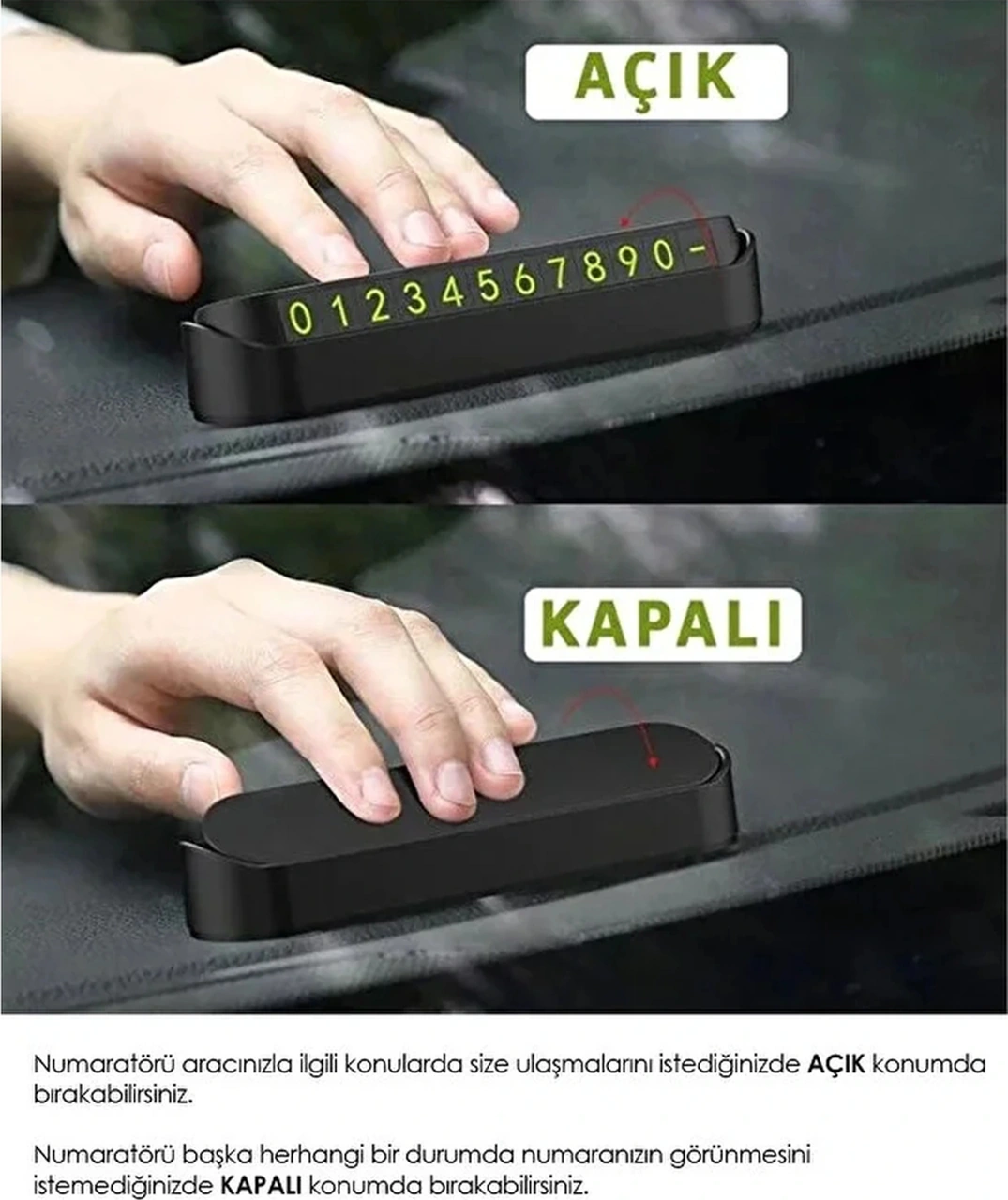 Fosforlu Otomobil Park Numaratörü Aç Kapa Numaratör Telefon Numarası Araba Parktel Numaralık Beyaz