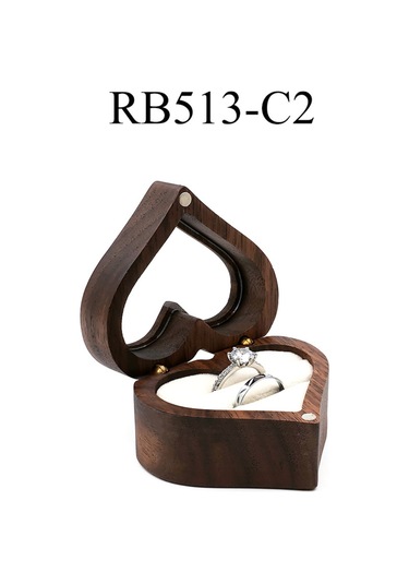 Kangvka Kahverengi Ahşap Kalp Kutu, Beyaz Kadife İç, İki Yerinli Yüzük Kutusu, Hediye Veya Kişisel Depolama, Rb513-c2 Çok Renkli