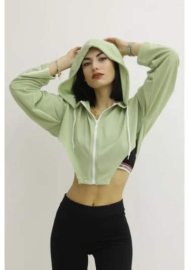 Lukas Kapşonlu Yan Dekolteli Sweat Yeşil - P-019669