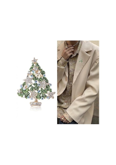 Kadınlar Kızlar İçin Noel Broş Pinleri Takı Avusturya Kristali Muhteşem Kış Dilek Ağacı Noel Süslemeleri İçin Küçük Yıldız Broşu Çok Renkli
