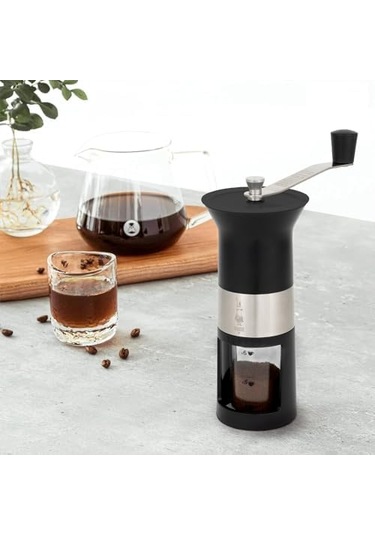 Manuel Kahve Değirmeni Paslanmaz Çelik, Mat Siyah Siyah