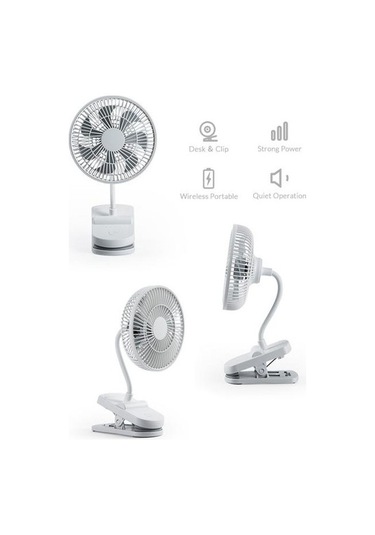 Klip Fan Taşınabilir Usb Arabası İle 4 Hızlar İle Sessiz Klip Mini Masa Fan 360 Dönebilen Pil Kumandalı Beyaz Fanlar Hstı6u Beyaz