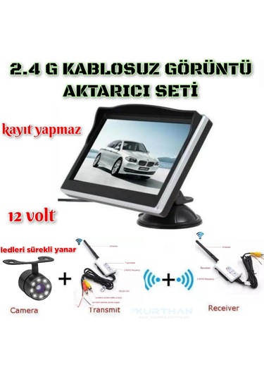 5 '' Monitör Ledli Kelebek Kamera Wifi Görüntü Aktarıcı Seti 12 V